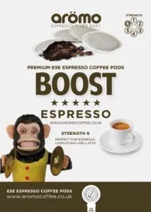 Aromo ESE Coffee Pods - Boost x 100 Pods Unwrapped